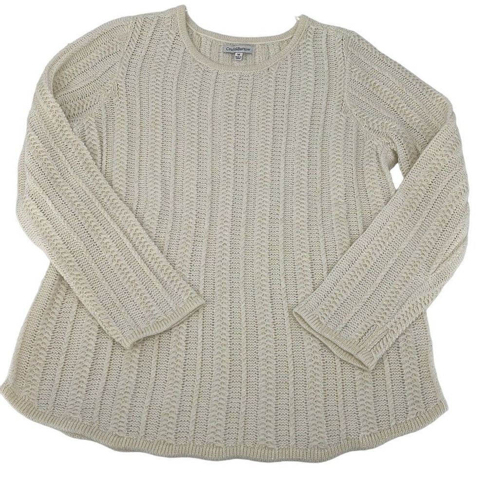 Croft &‎ Barrow Womens Pullover Sweater Long Sleeve Knit Acrylic Cream Medium